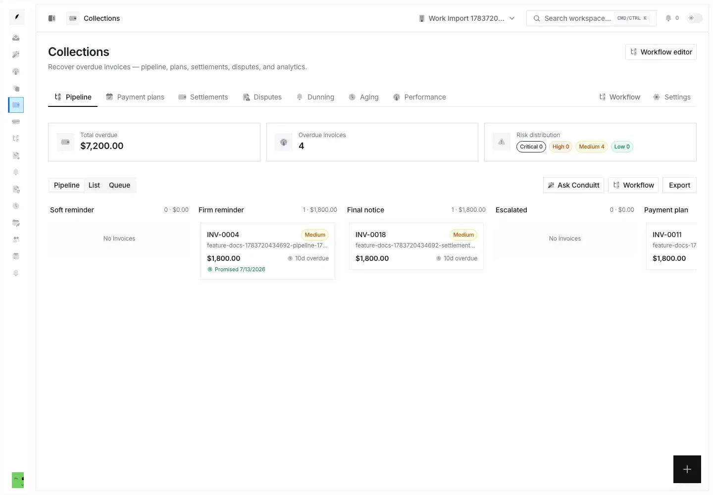 Conduitt collections pipeline