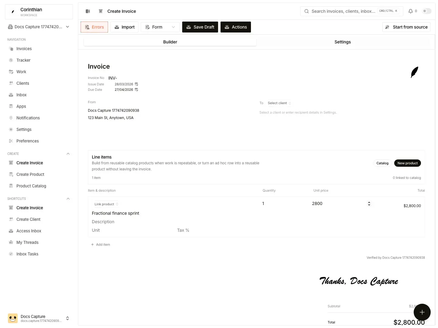 Conduitt invoice builder